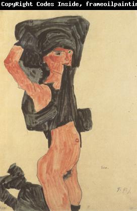 Egon Schiele Kneeling Girl,Disrobing (mk12)